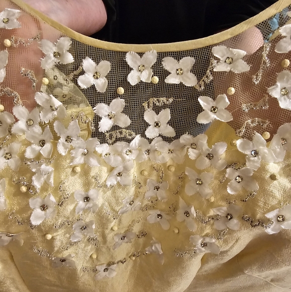 Size 8/10 Vintage Parues Feinstein Pale Yellow Dress - Picture 2 of 7